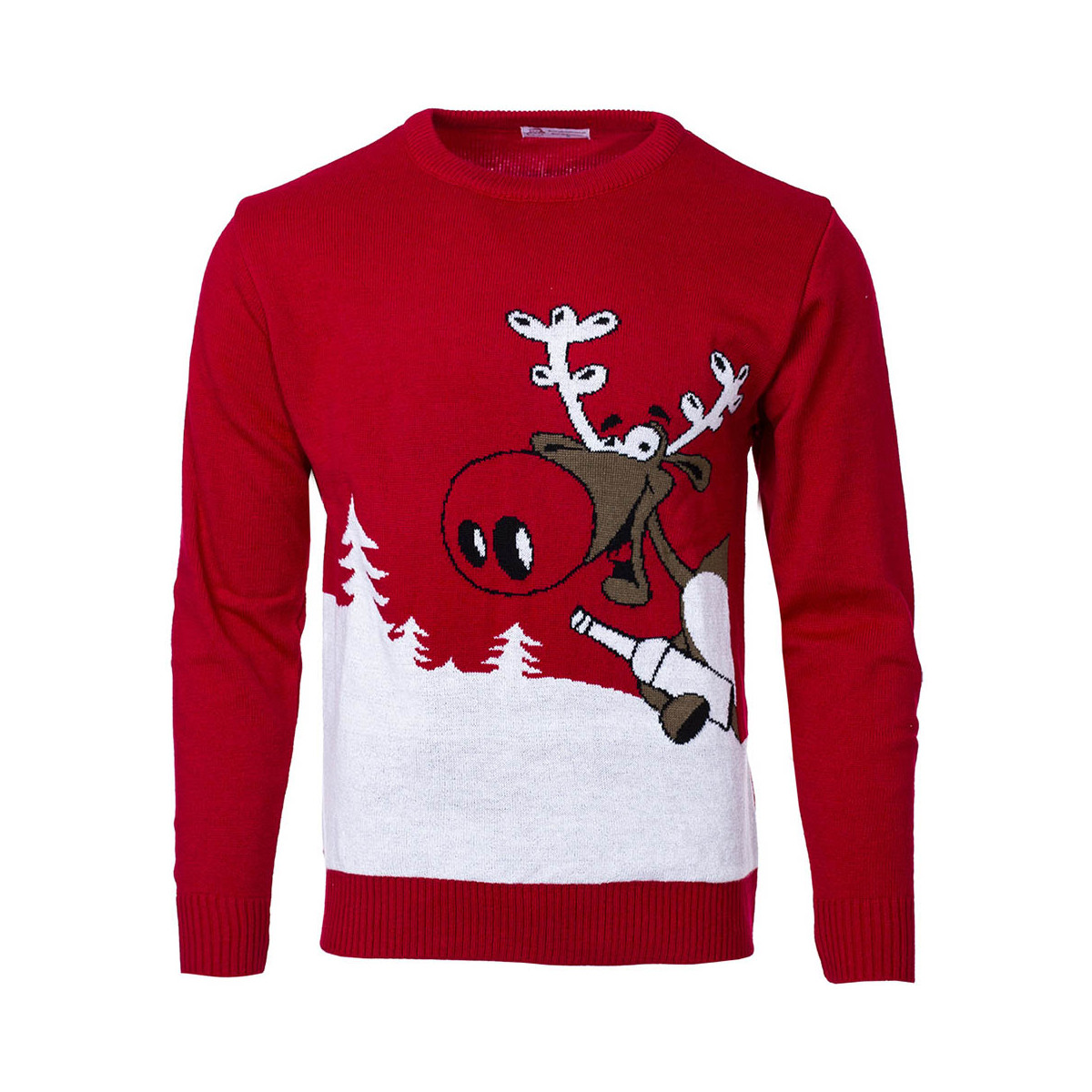 Textil Svetry Wayfarer Vánoční svetr se sobem Drunk Reindeer červený Bílá/Červená