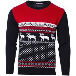 Textil Svetry Wayfarer Vánoční svetr se sobem Marching Reindeer červený Černá/Červená