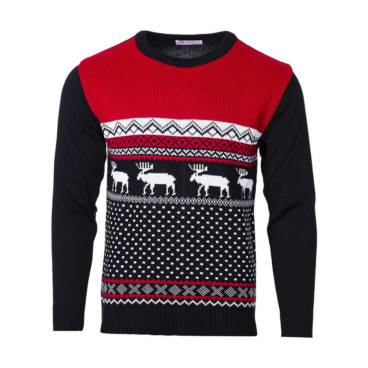 Textil Svetry Wayfarer Vánoční svetr se sobem Marching Reindeer červený Černá/Červená