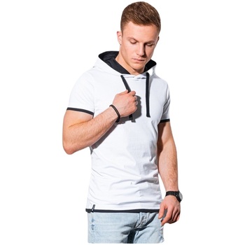 Textil Muži Trička s krátkým rukávem Ombre Pánské basic tričko s kapucí Ingeborg bílá Bílá
