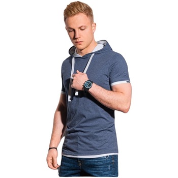 Textil Muži Trička s krátkým rukávem Ombre Pánské basic tričko s kapucí Ingeborg Tmavě modrá