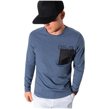 Textil Muži Trička s krátkým rukávem Ombre Pánské tričko s potiskem a dlouhým rukávem Tmavě modrá