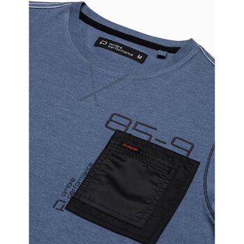 Ombre Pánské tričko s potiskem a dlouhým rukávem Tmavě modrá