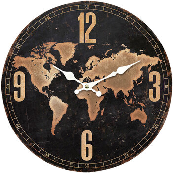 Bydlení Hodiny Signes Grimalt World Wall Clock Černá