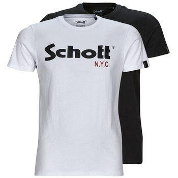 Textil Muži Trička s krátkým rukávem Schott TS 01 MC LOGO PACK X2 Černá / Bílá