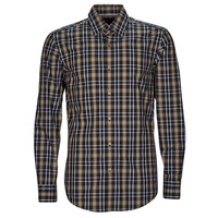 Textil Muži Košile s dlouhymi rukávy BOSS H-HANK-kent-C1-214 Černá / Velbloudí hnědá / Bílá