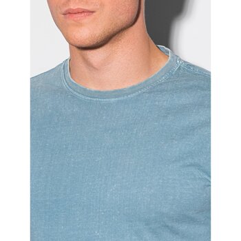 Ombre Pánské basic tričko s dlouhým rukávem Konrad Modrá