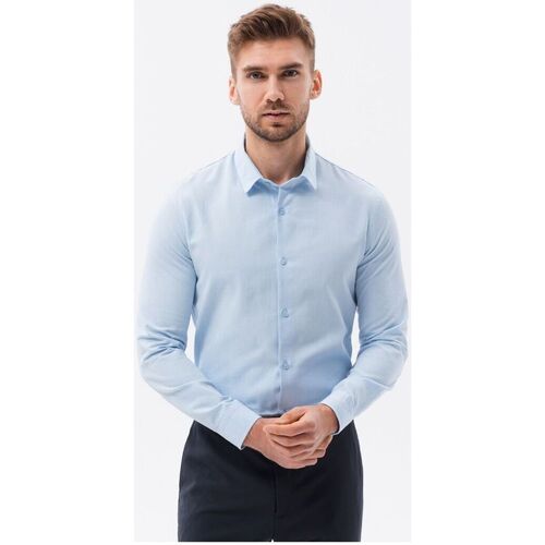 Textil Muži Košile s dlouhymi rukávy Ombre Pánská košile s dlouhým rukávem Comunica V8 Modrá