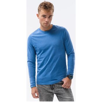 Ombre Pánské Basic tričko s dlouhým rukávem Konrad Tmavě modrá