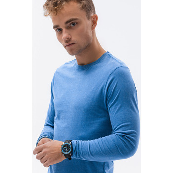 Ombre Pánské Basic tričko s dlouhým rukávem Konrad Tmavě modrá
