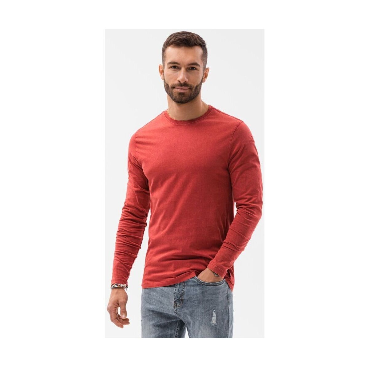 Textil Muži Trička s krátkým rukávem Ombre Pánské Basic tričko s dlouhým rukávem Konrad Červená