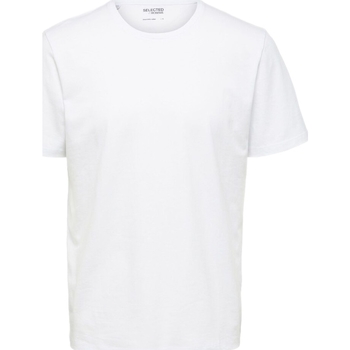 Textil Muži Trička & Pola Selected Noos Pan Linen T-Shirt - Bright White Bílá