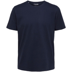 Textil Muži Trička & Pola Selected Noos Pan Linen T-Shirt - Navy Blazer Modrá