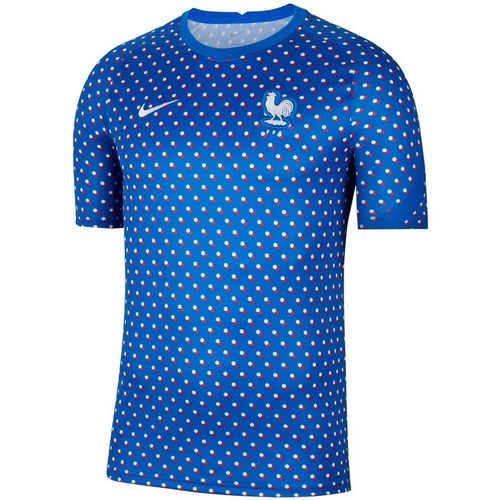 Textil Muži Trička s krátkým rukávem Nike France Prematch Training Modrá