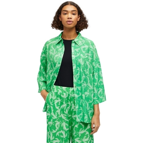 Textil Ženy Halenky / Blůzy Object Shirt Rio 3/4 - Fern Green Zelená