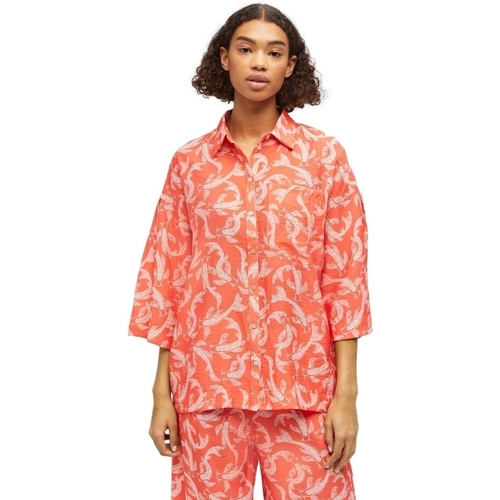 Textil Ženy Halenky / Blůzy Object Shirt Rio 3/4 - Hot Coral Oranžová