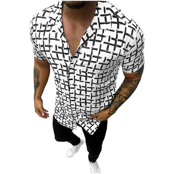 Textil Muži Košile s dlouhymi rukávy Ozonee Pánská košile s krátkým rukávem Felixa bílo-černá Černá