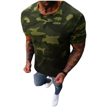 Textil Muži Trička s krátkým rukávem Ozonee Pánské tričko Ripple zelená Zelená