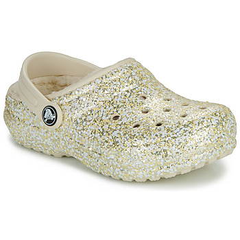 Boty Děti Pantofle Crocs Classic Lined Glitter Clog K Béžová / Zlatá