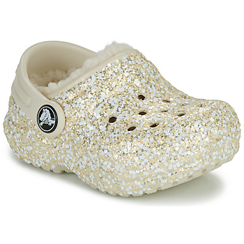 Boty Dívčí Pantofle Crocs Classic Lined Glitter Clog T Béžová / Zlatá