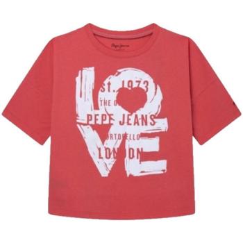 Textil Dívčí Trička s krátkým rukávem Pepe jeans  Červená