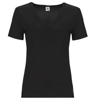 Textil Ženy Trička s krátkým rukávem Petit Bateau MC COL V Černá