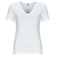 Textil Ženy Trička s krátkým rukávem Petit Bateau MC COL V Bílá