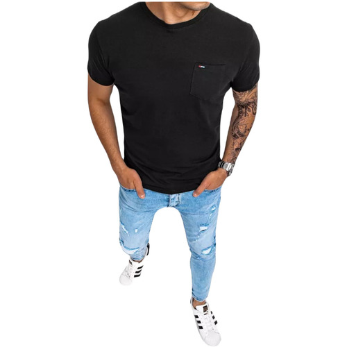 Textil Muži Trička s krátkým rukávem D Street Pánské tričko Bahador černá Černá