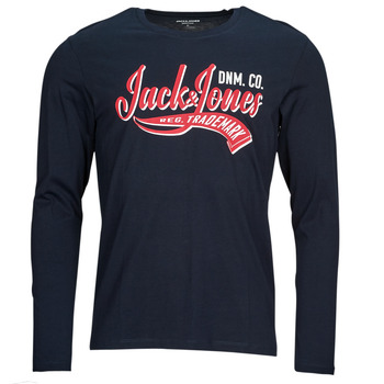 Textil Muži Trička s dlouhými rukávy Jack & Jones JJELOGO TEE LS O-NECK 2 COL AW23 SN Tmavě modrá