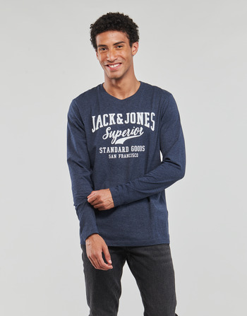 Textil Muži Trička s dlouhými rukávy Jack & Jones JJLOGO TEE LS O-NECK 1 COL MEL Tmavě modrá