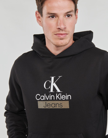 Calvin Klein Jeans STACKED ARCHIVAL HOODY Černá