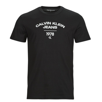 Textil Muži Trička s krátkým rukávem Calvin Klein Jeans VARSITY CURVE LOGO T-SHIRT Černá