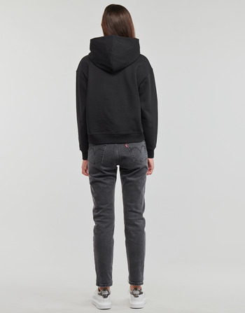 Calvin Klein Jeans WOVEN LABEL HOODIE Černá