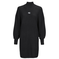 Textil Ženy Krátké šaty Calvin Klein Jeans WOVEN LABEL LOOSE SWEATER DRESS Černá