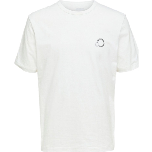 Textil Muži Trička & Pola Selected Logo Print T-Shirt - Cloud Dancer Bílá