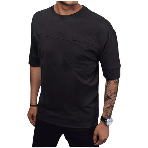 Textil Muži Trička s krátkým rukávem D Street Pánské tričko Tully černá Černá