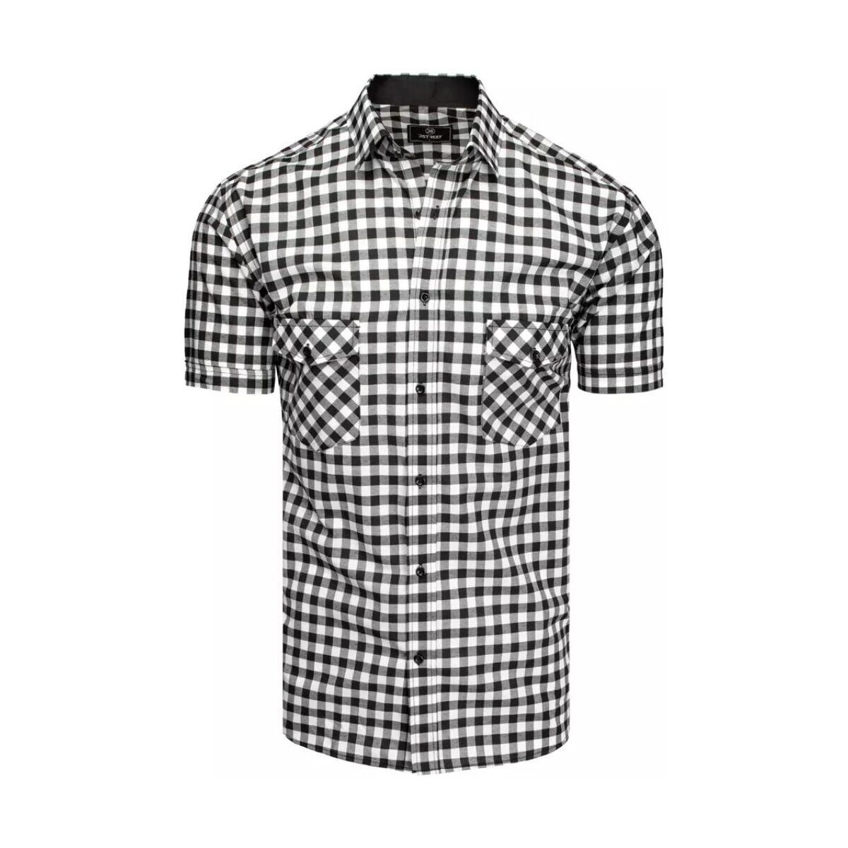 Textil Muži Košile s dlouhymi rukávy D Street Pánská košile s krátkým rukávem Nalnt černo-bílá Bílá