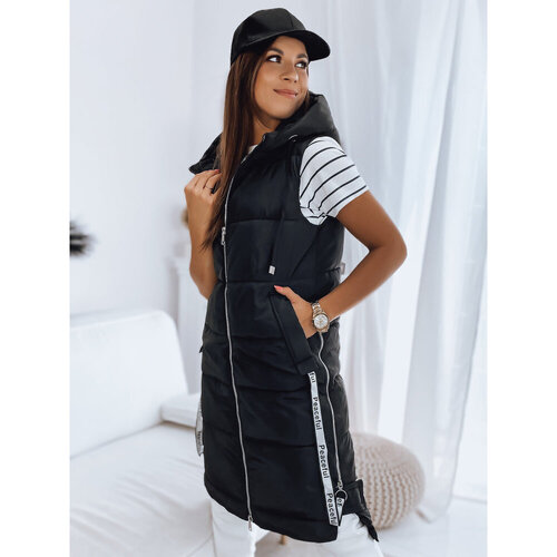 Textil Ženy Bundy D Street Dámská dlouhá prošívaná vesta s kapucí Skyler černá Černá