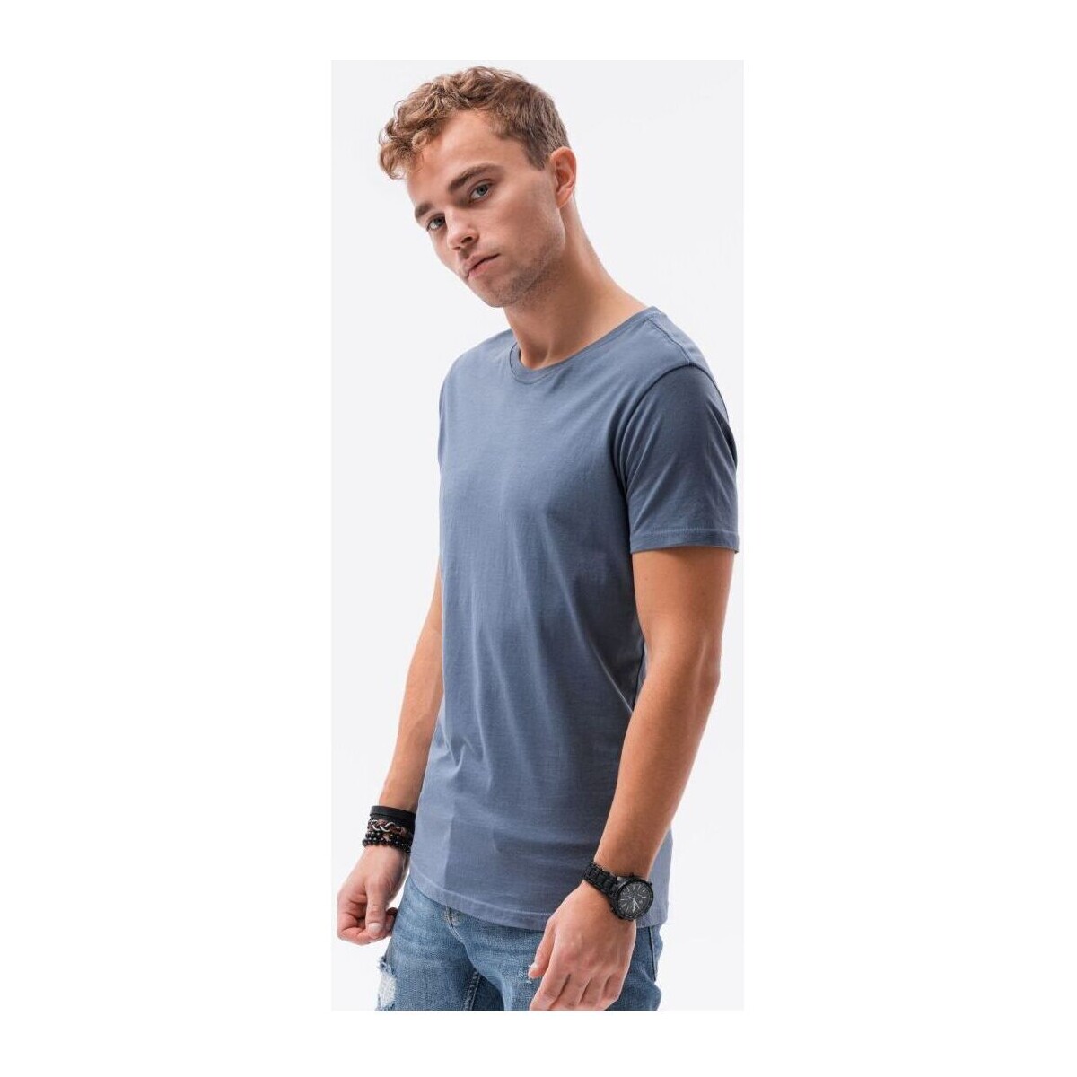 Textil Muži Trička s krátkým rukávem Ombre Pánské basic tričko Elis džínová Modrá
