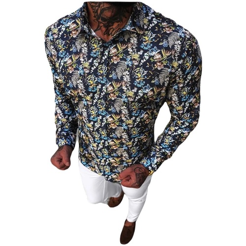 Textil Muži Košile s dlouhymi rukávy Ozonee Pánské košile Filippos vícebarevná Černá