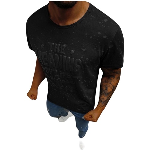 Textil Muži Trička s krátkým rukávem Ozonee Pánské tričko Jewel černá Černá