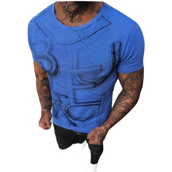 Textil Muži Trička s krátkým rukávem Ozonee Pánské tričko Manu modrá M Modrá
