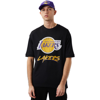 Textil Muži Trička s krátkým rukávem New-Era NBA Los Angeles Lakers Script Mesh Tee Černá