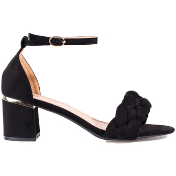 Pk Designové dámské  sandály černé na širokém podpatku 