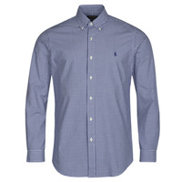 Textil Muži Košile s dlouhymi rukávy Polo Ralph Lauren CHEMISE AJUSTEE EN POPLINE DE COTON COL BOUTONNE Tmavě modrá / Bílá