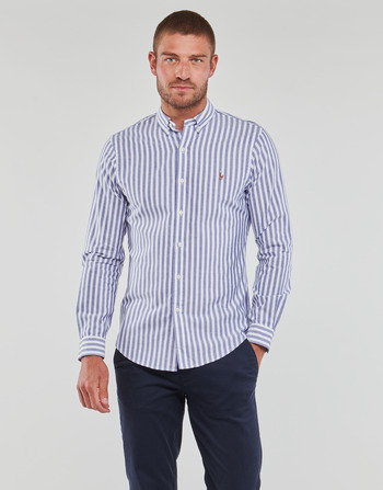 Textil Muži Košile s dlouhymi rukávy Polo Ralph Lauren CHEMISE COUPE DROITE EN OXFORD Modrá / Bílá