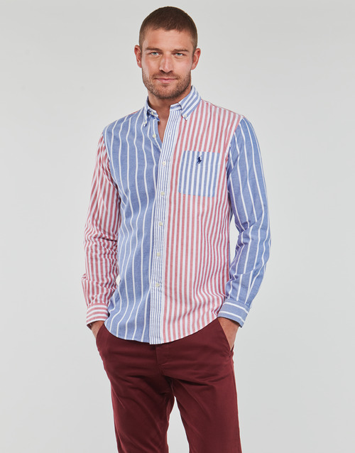 Textil Muži Košile s dlouhymi rukávy Polo Ralph Lauren CHEMISE COUPE DROITE EN OXFORD Modrá / Červená / Bílá