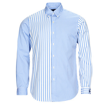 Textil Muži Košile s dlouhymi rukávy Polo Ralph Lauren CHEMISE AJUSTEE EN POPLINE DE COTON COL BOUTONNE Modrá / Bílá