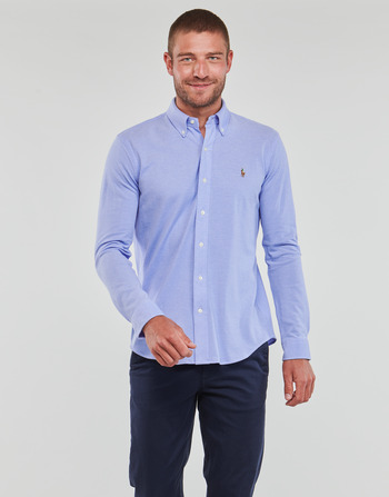 Textil Muži Košile s dlouhymi rukávy Polo Ralph Lauren CHEMISE AJUSTEE COL BOUTONNE EN POLO FEATHERWEIGHT Modrá / Modrá