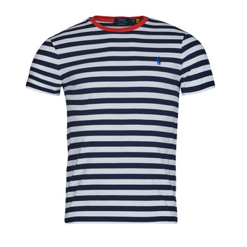 Textil Muži Trička s krátkým rukávem Polo Ralph Lauren T-SHIRT AJUSTE EN COTON MARINIERE Tmavě modrá / Bílá / Červená / Námořnická modř / Bílá